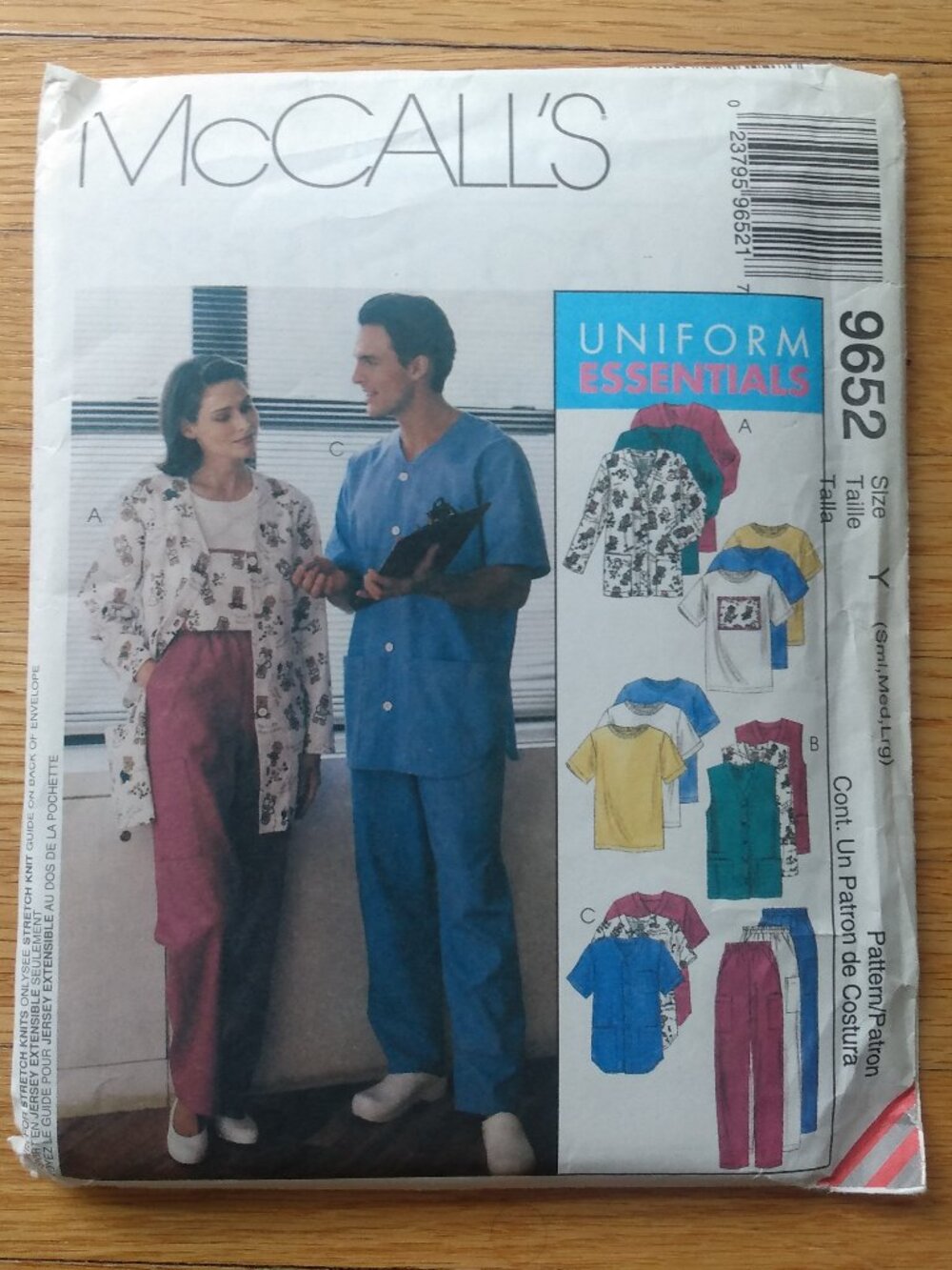 Vintage 90s Scrubs Sewing Pattern S-L Tops Pants Unisex McCall's 9652 UNCUT